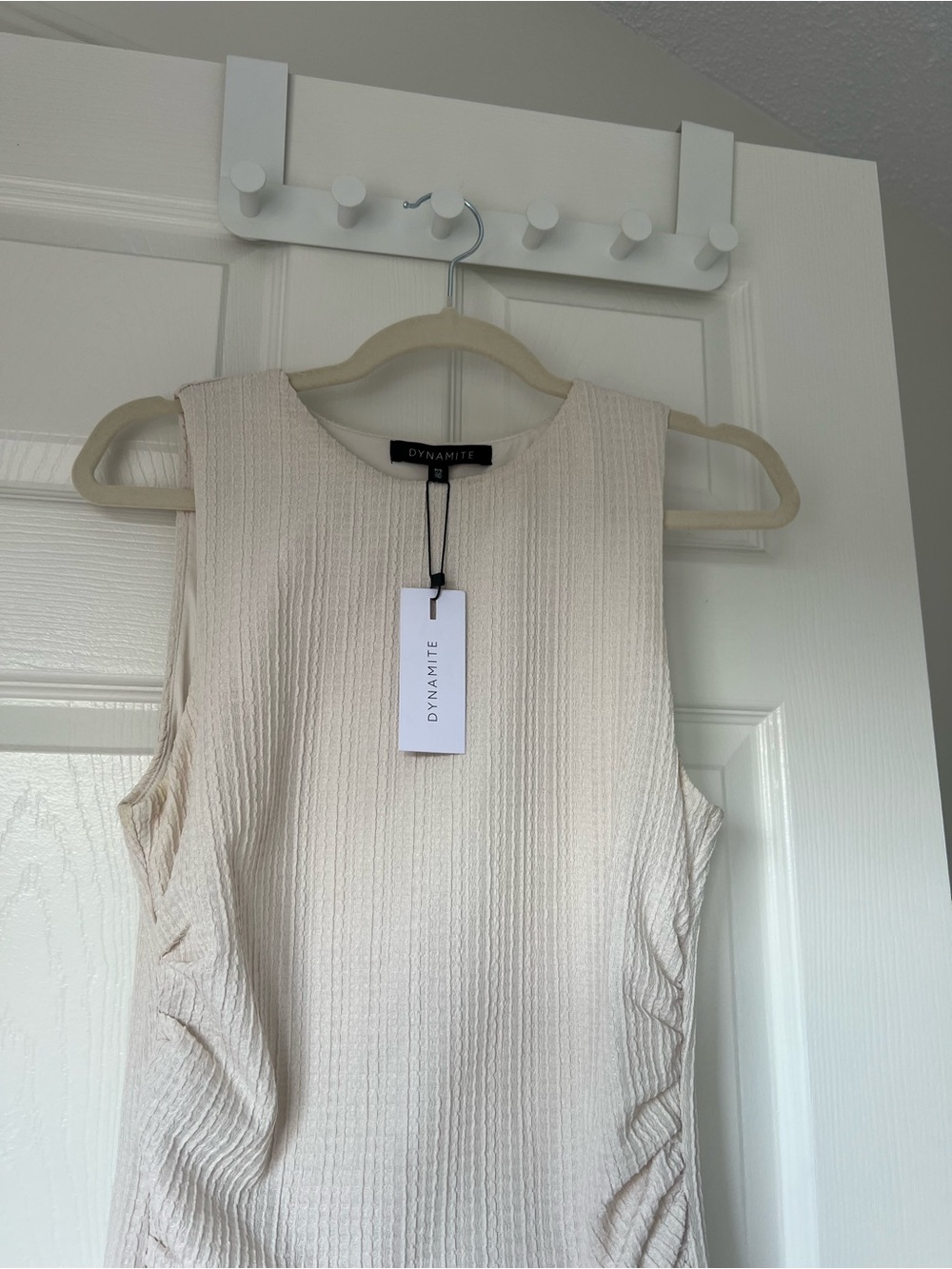 Dynamite Ivory Sleeveless Ruched Maxi Dress - Picture 2 of 3